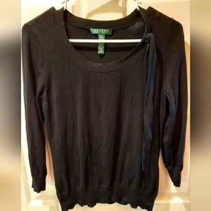 Lauren Ralph Lauren Sweater Womans Small Black Silk Blend Preppy Classic Formal